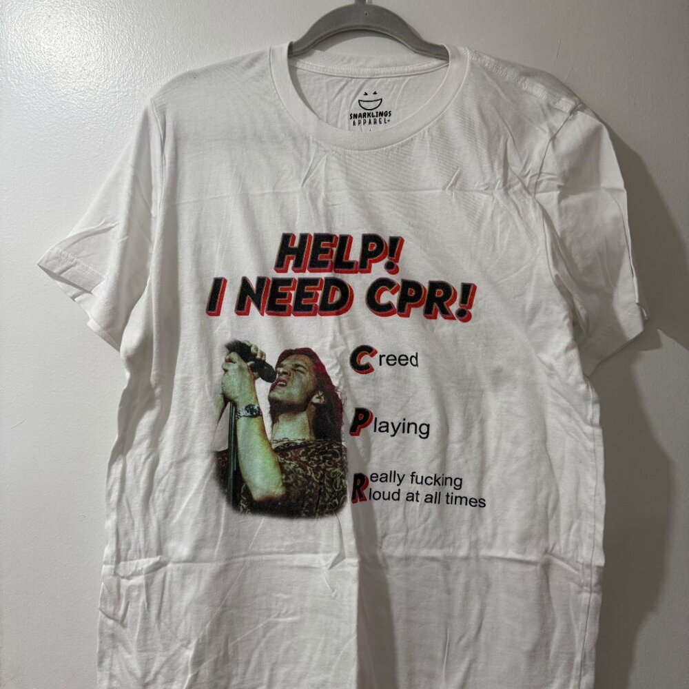 🎸 Snarklings Apparel “HELP! I NEED CPR!” Creed Graphic Tee – Size L 🎸 - Picture 3 of 5